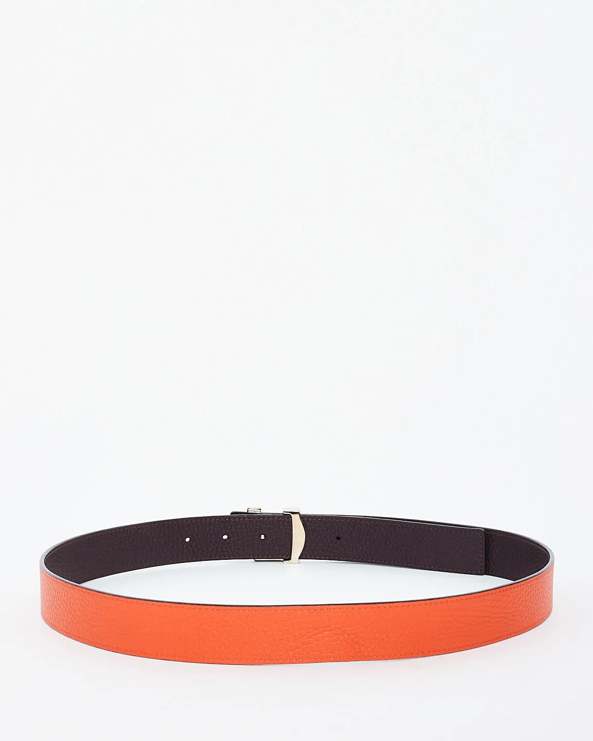 Louis Vuitton Orange/Eggplant Leather Reversible Logo Belt - 85/34