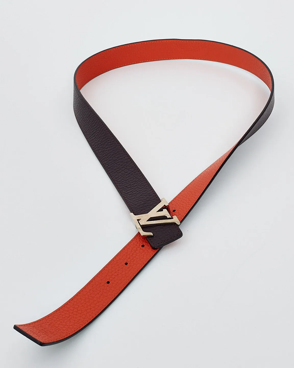 Louis Vuitton Orange/Eggplant Leather Reversible Logo Belt - 85/34