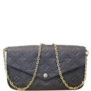LOUIS VUITTON Pochette Felicie Empreinte Leather Crossbody Bag Black