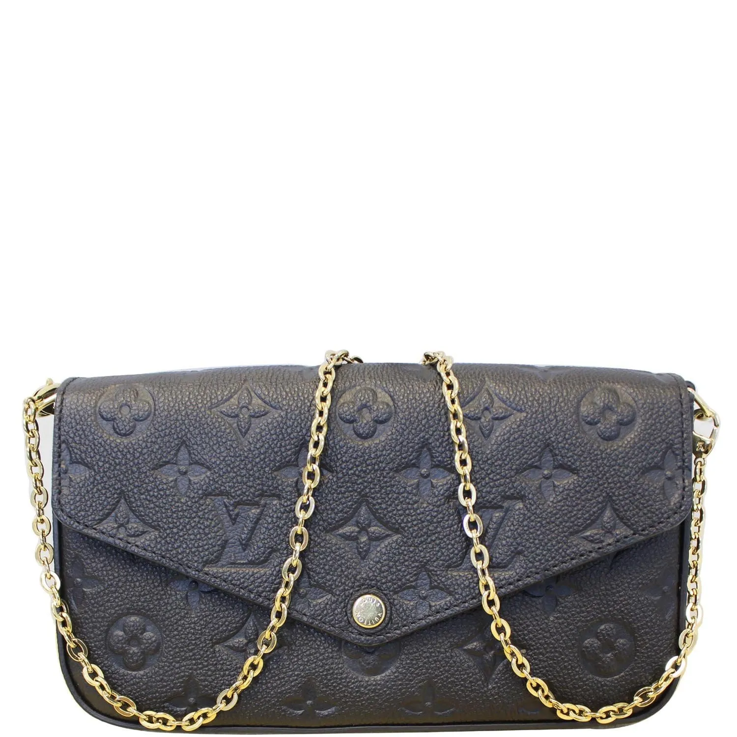 LOUIS VUITTON Pochette Felicie Empreinte Leather Crossbody Bag Black