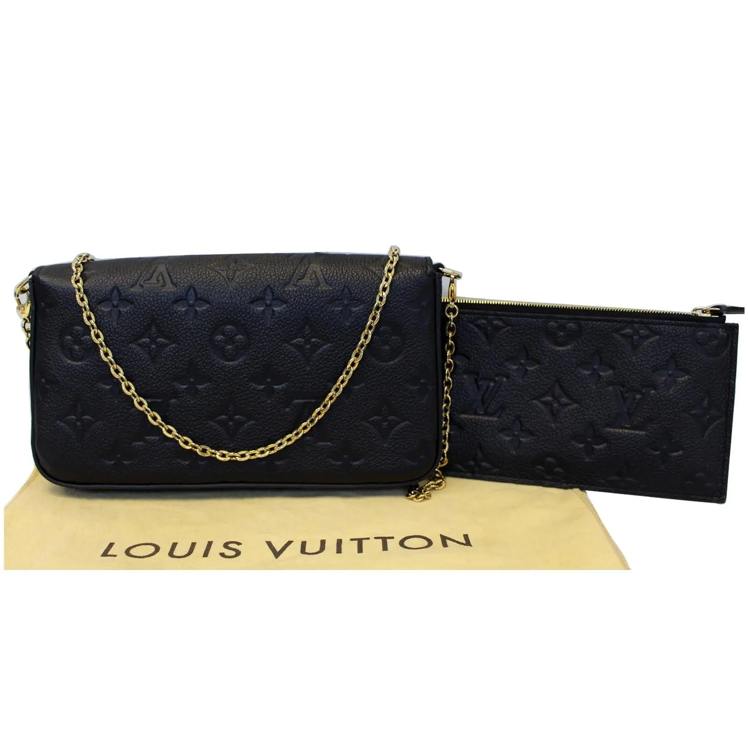 LOUIS VUITTON Pochette Felicie Empreinte Leather Crossbody Bag Black