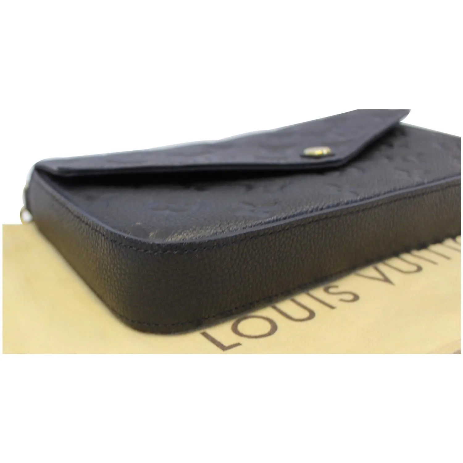 LOUIS VUITTON Pochette Felicie Empreinte Leather Crossbody Bag Black