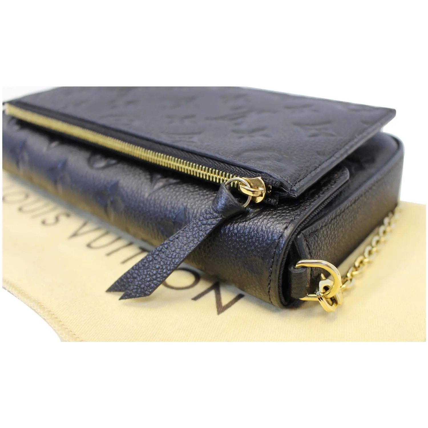 LOUIS VUITTON Pochette Felicie Empreinte Leather Crossbody Bag Black