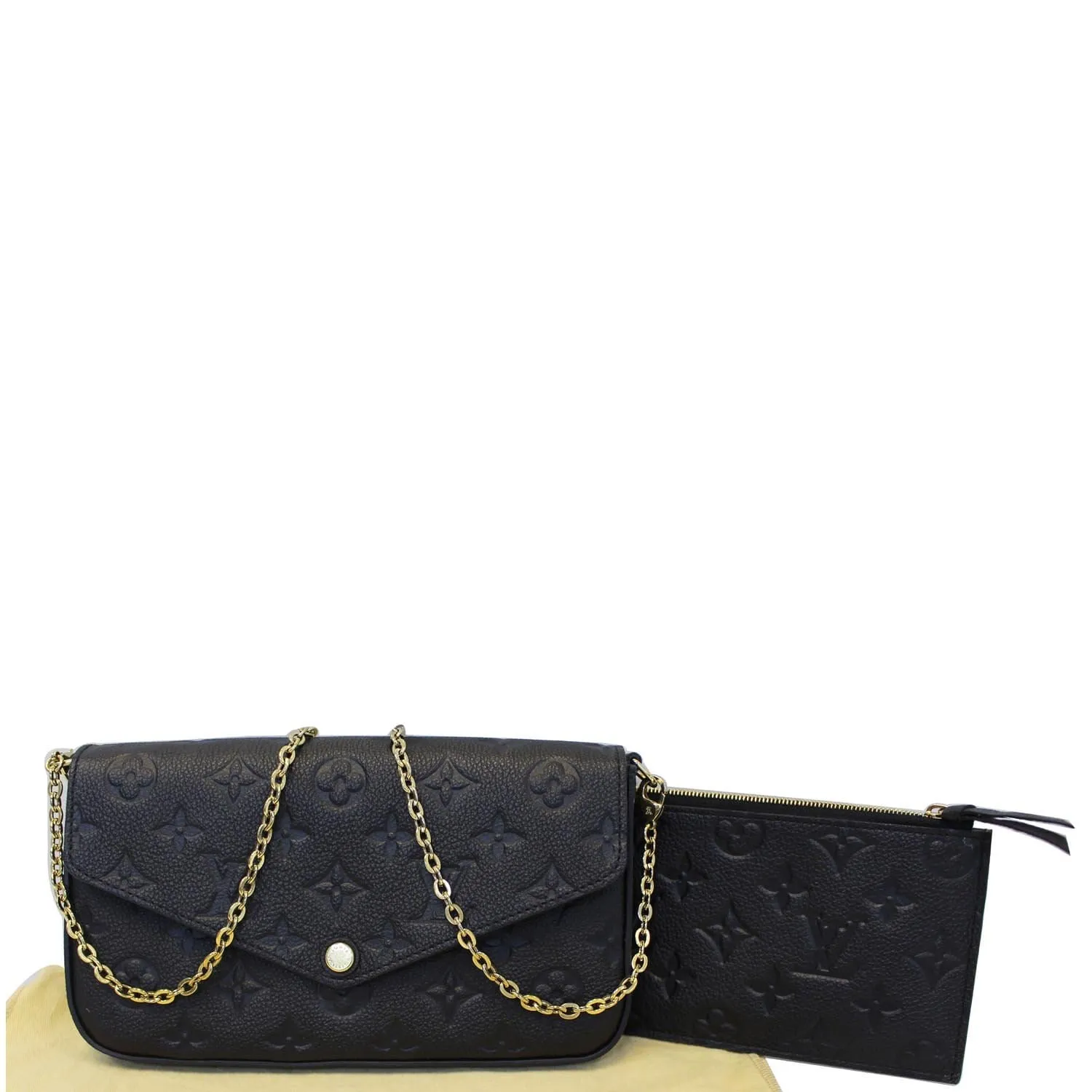 LOUIS VUITTON Pochette Felicie Empreinte Leather Crossbody Bag Black