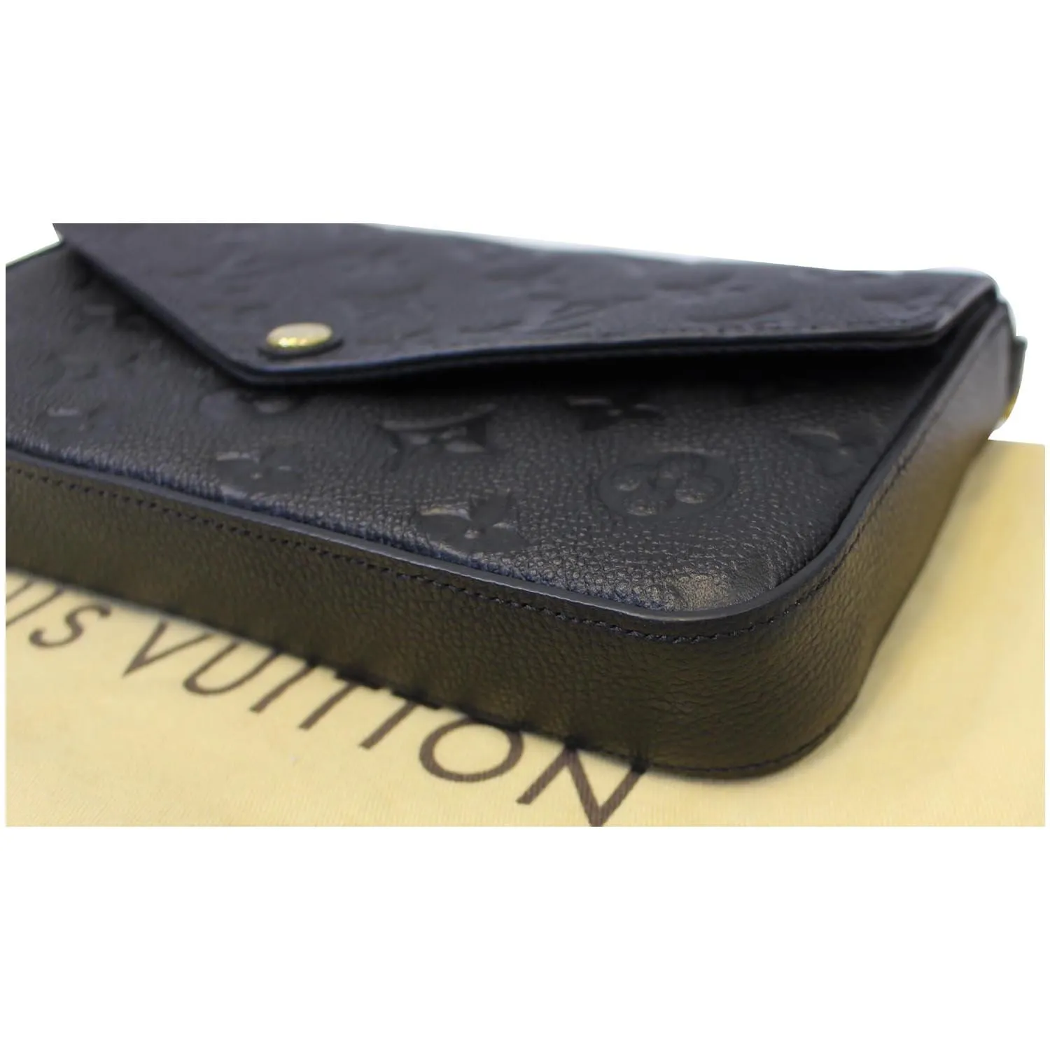 LOUIS VUITTON Pochette Felicie Empreinte Leather Crossbody Bag Black