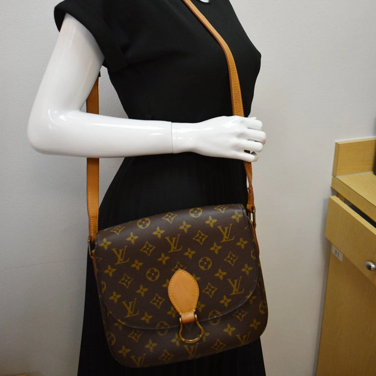 LOUIS VUITTON Saint Cloud GM Monogram Canvas Crossbody Bag Brown