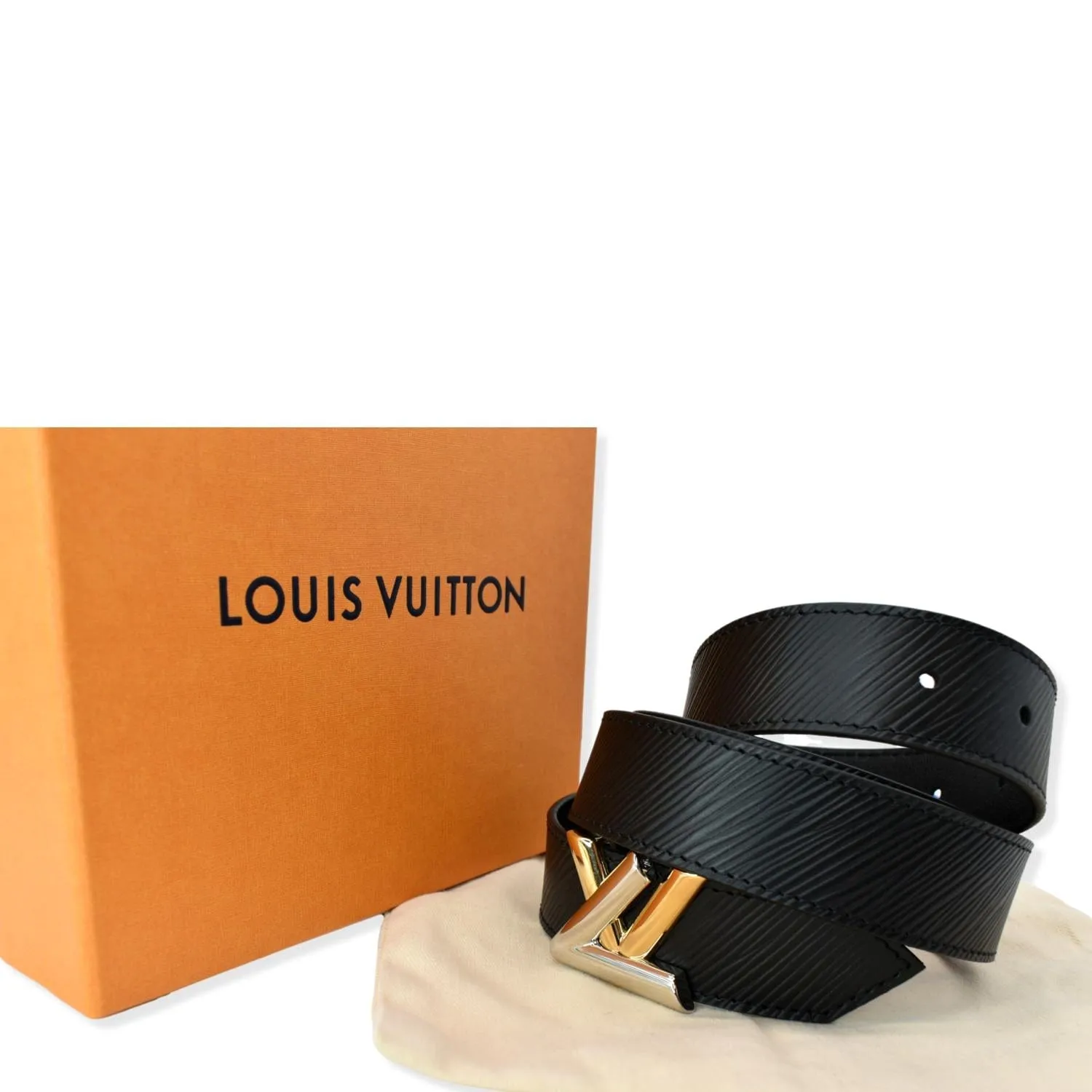 LOUIS VUITTON Twist Epi Leather Belt Black 90/36