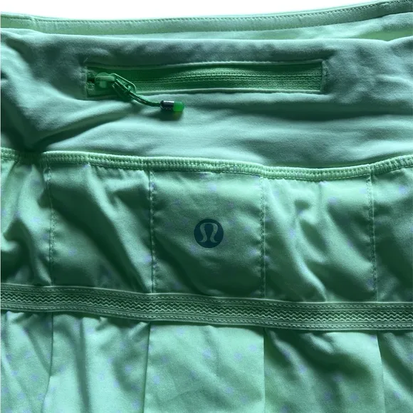 Lululemon Pace Setter Skirt 10 Neon Green/Purple Polka Dot Ruffle Tennis Skort