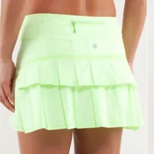 Lululemon Pace Setter Skirt 10 Neon Green/Purple Polka Dot Ruffle Tennis Skort