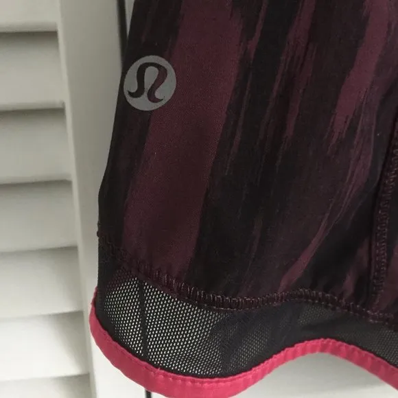 Lululemon Super Squad Short pink, purple &amp; black size 4 rare