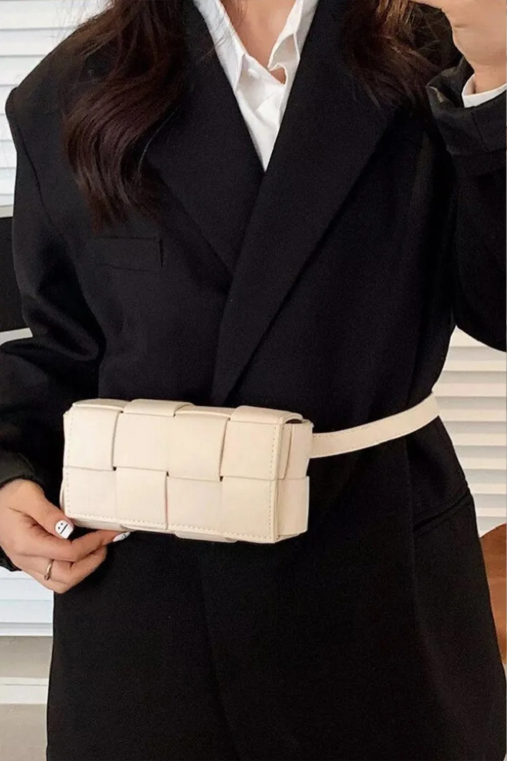 Luxe Woven Vegan Leather Crossbody Bag