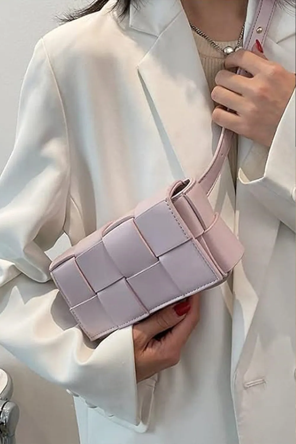 Luxe Woven Vegan Leather Crossbody Bag