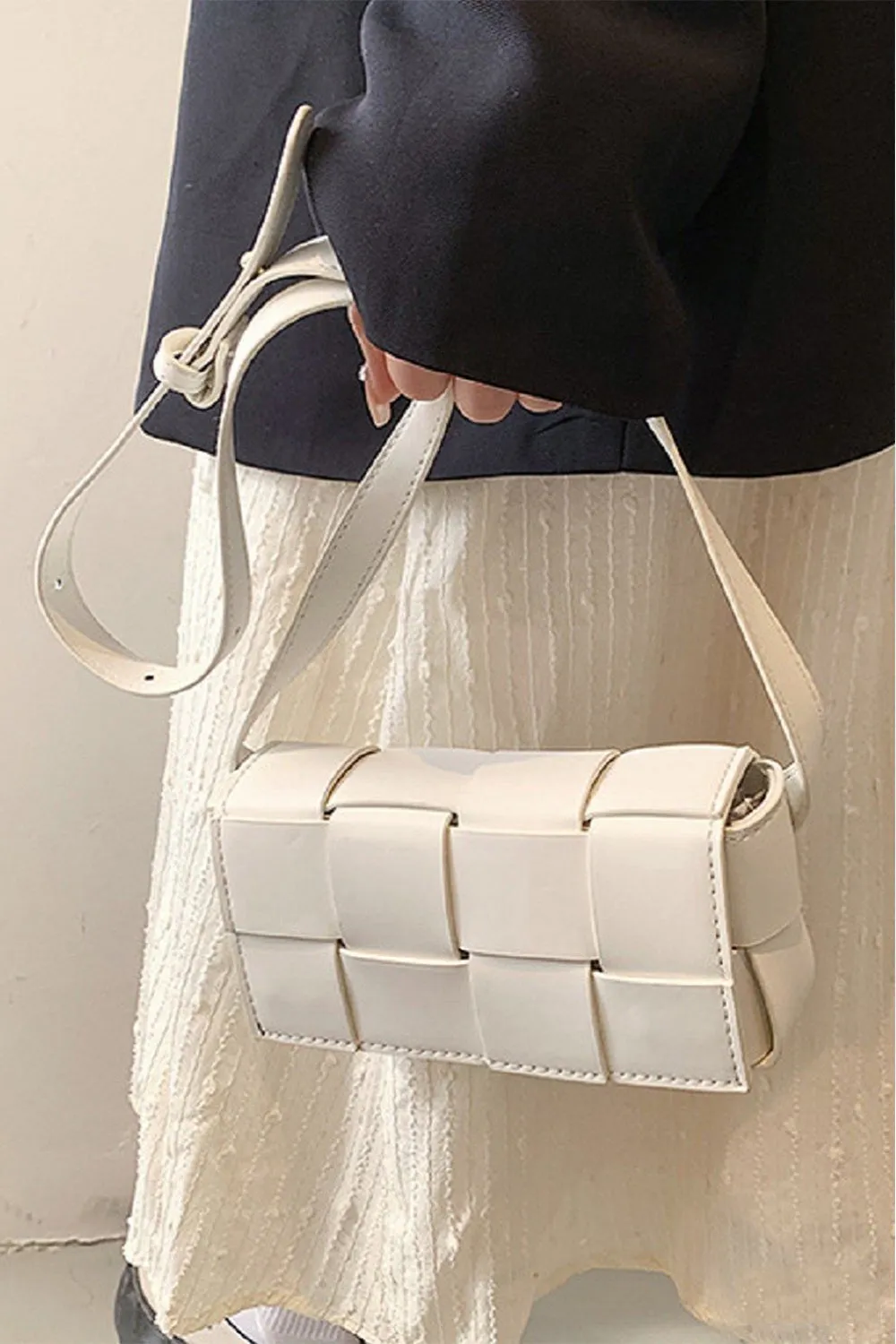 Luxe Woven Vegan Leather Crossbody Bag