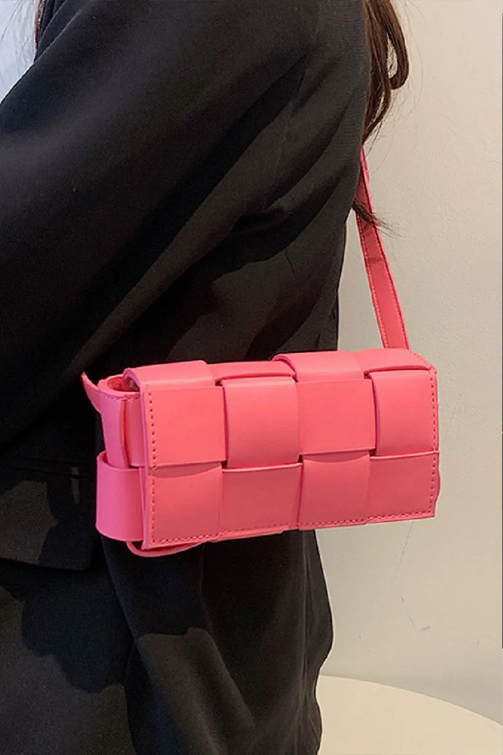 Luxe Woven Vegan Leather Crossbody Bag