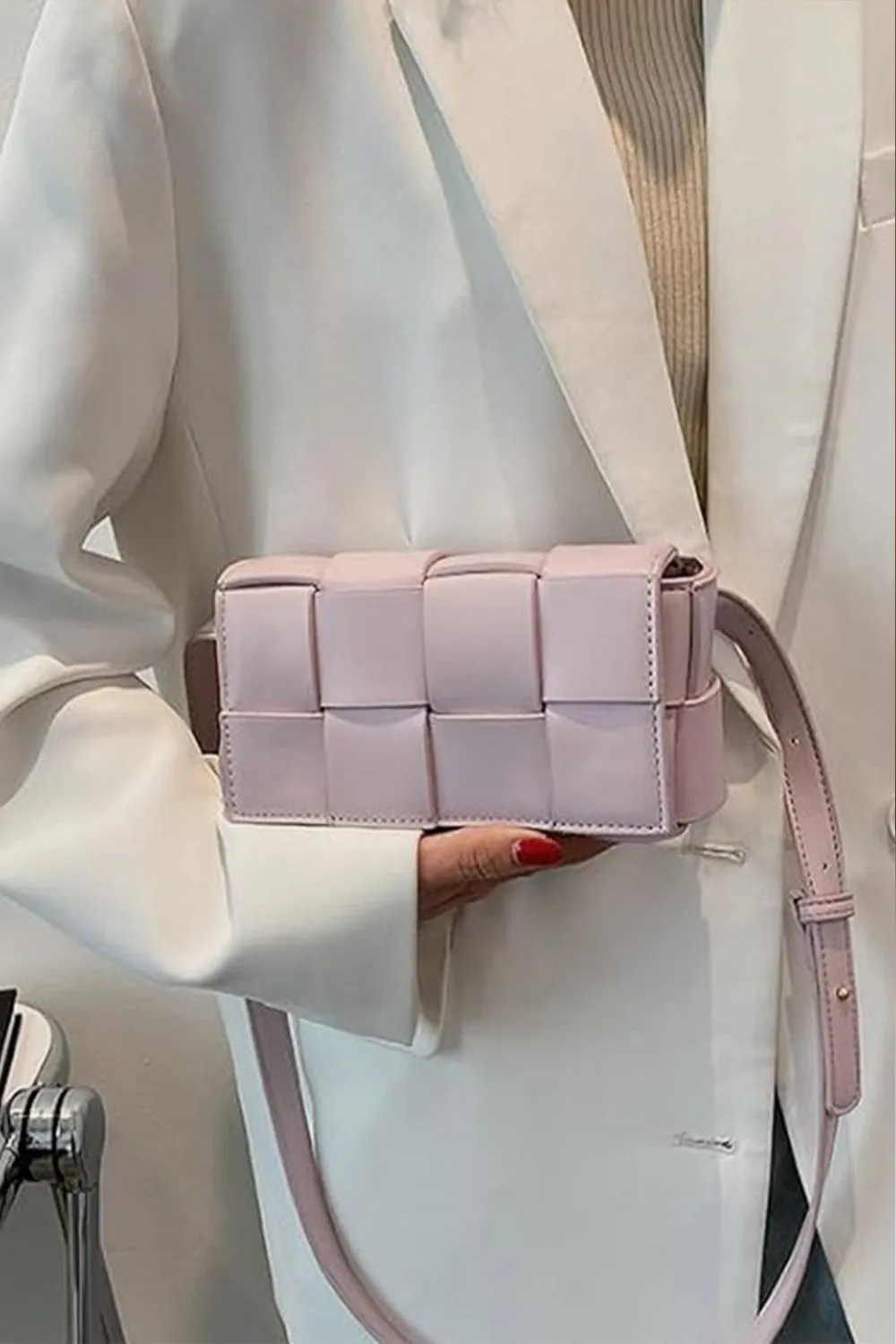 Luxe Woven Vegan Leather Crossbody Bag