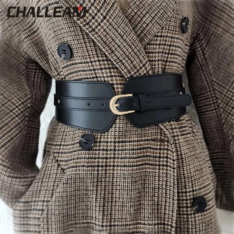 Luxury ladies wide belt elastic vintage buckle leather wide fashion wild pin buckle women's belt waist seal belt x208