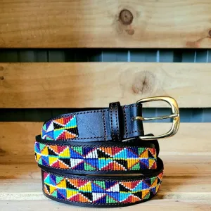 Maasai Beaded leather belt - Kitenge