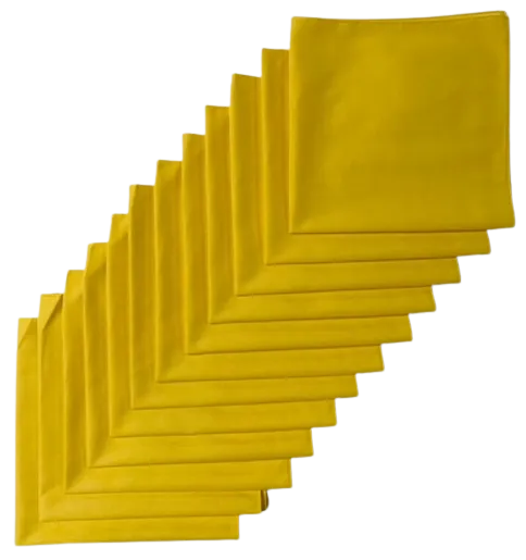 Made in the USA Solid Yellow Bandanas 12 Pk, 22" x 22" Cotton