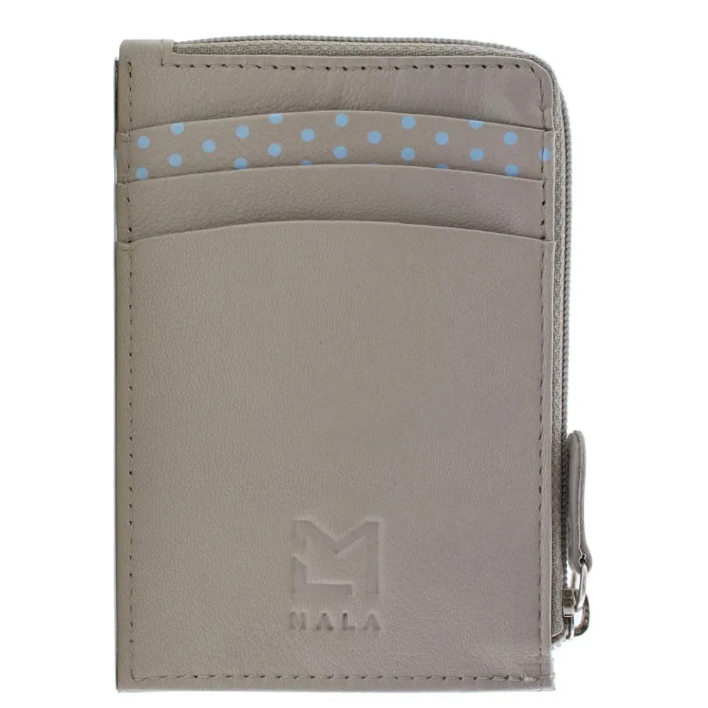 Mala Leather Grey Sakura Card & Coin Purse
