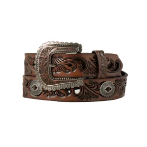 M&F Angel Ranch Belt 1 1/2" Filigree Oval Conchos Brown D140009702