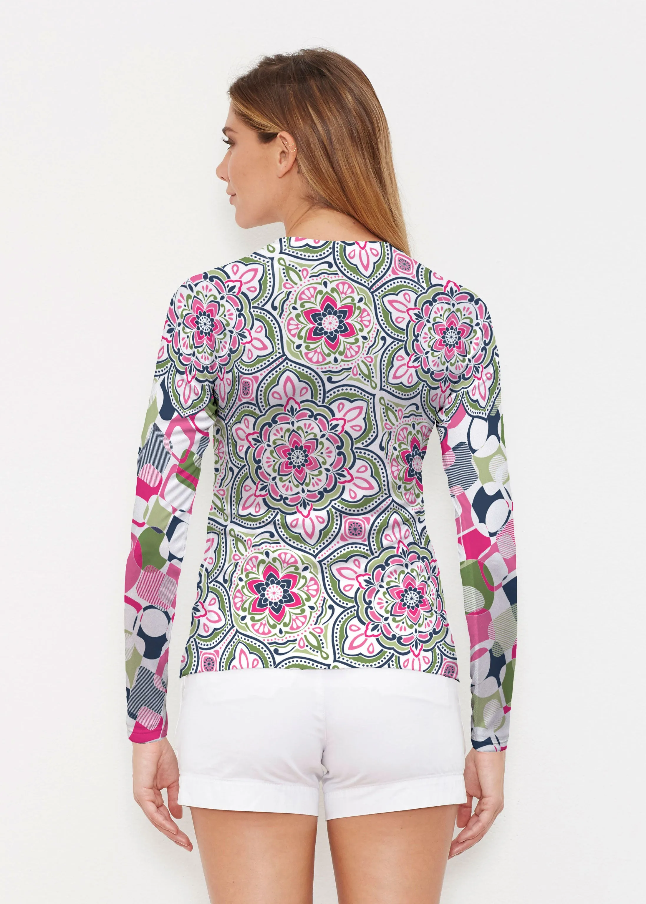 Mandala Geo Blue (13503) ~ Long Sleeve Rash Guard