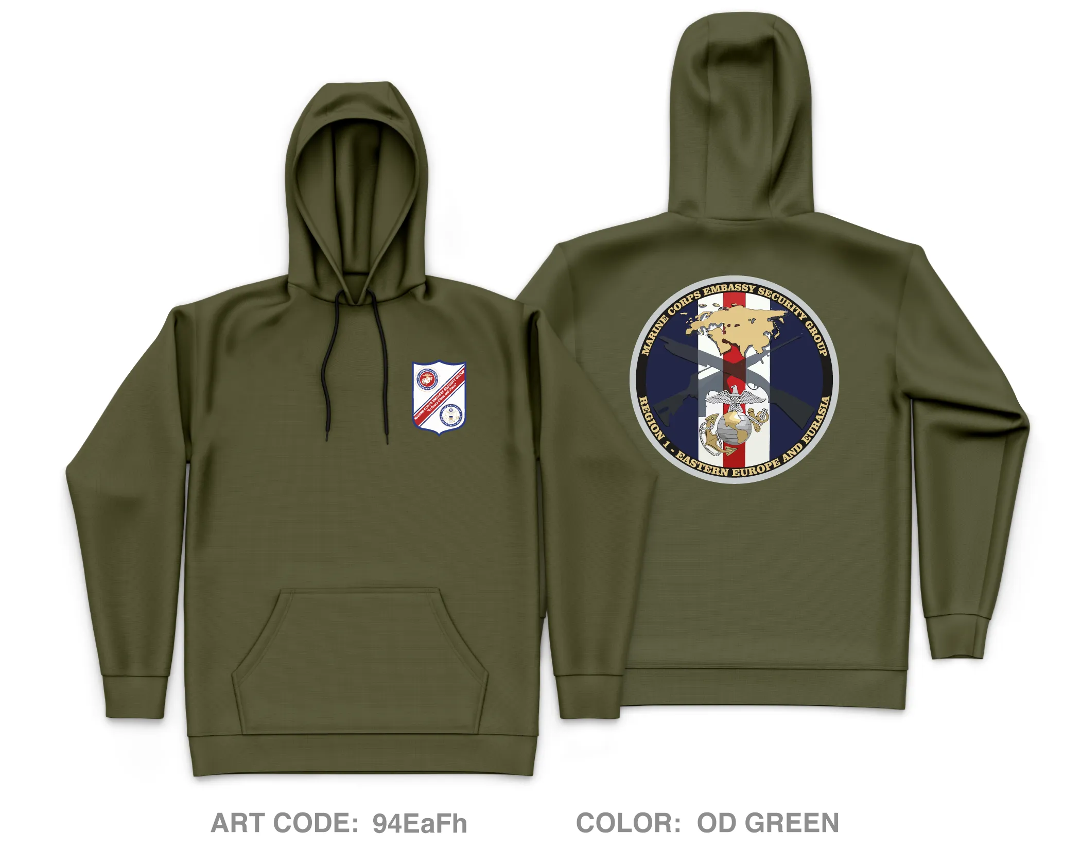 Marine Corps Embassy Security Group, Region 1 HQ Core Men's Hooded Performance Sweatshirt - 94EaFh
