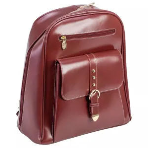 McKlein Madison Business Leather Laptop Backpack, Red