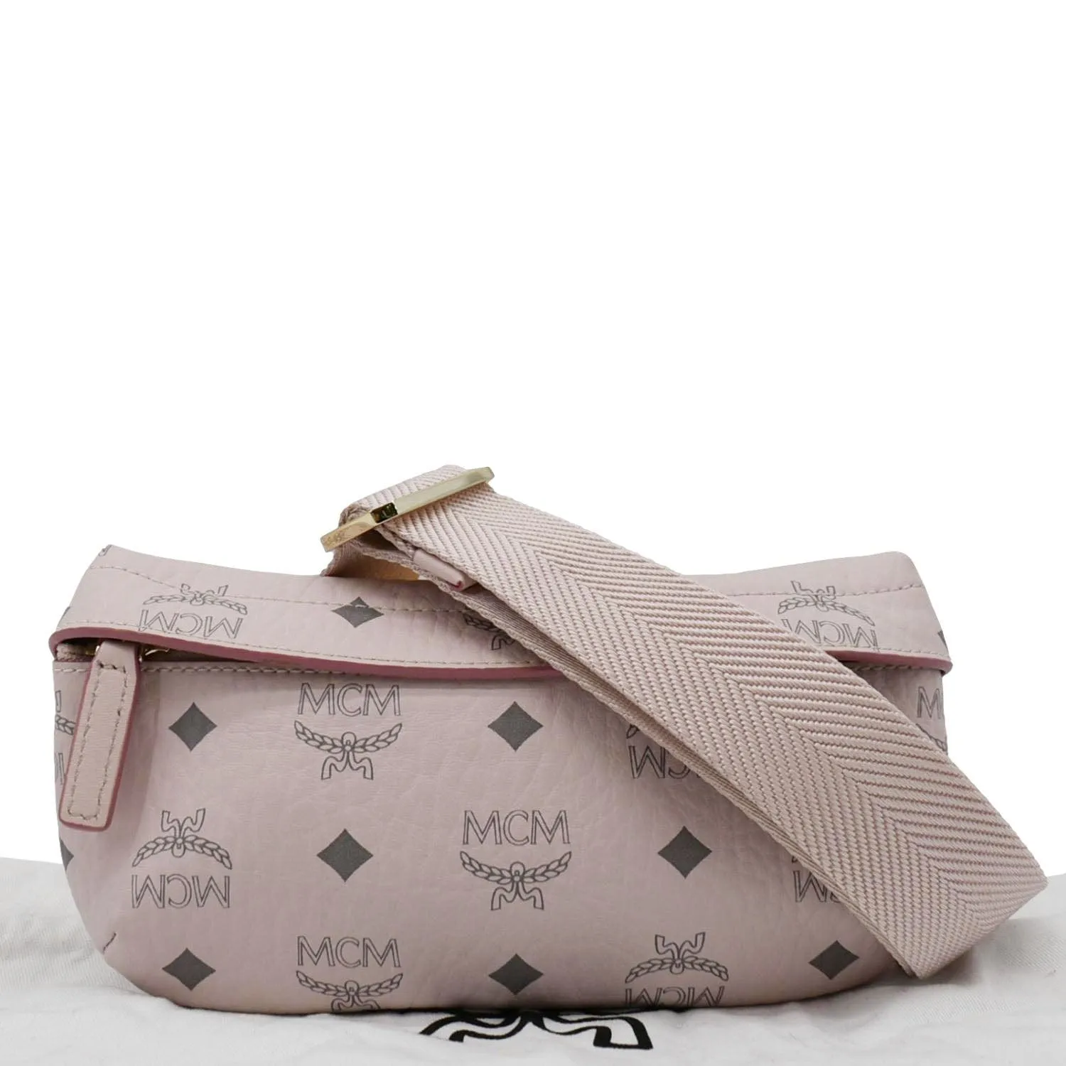 MCM Small Visetos Canvas Crossbody Belt Bag Light Pink