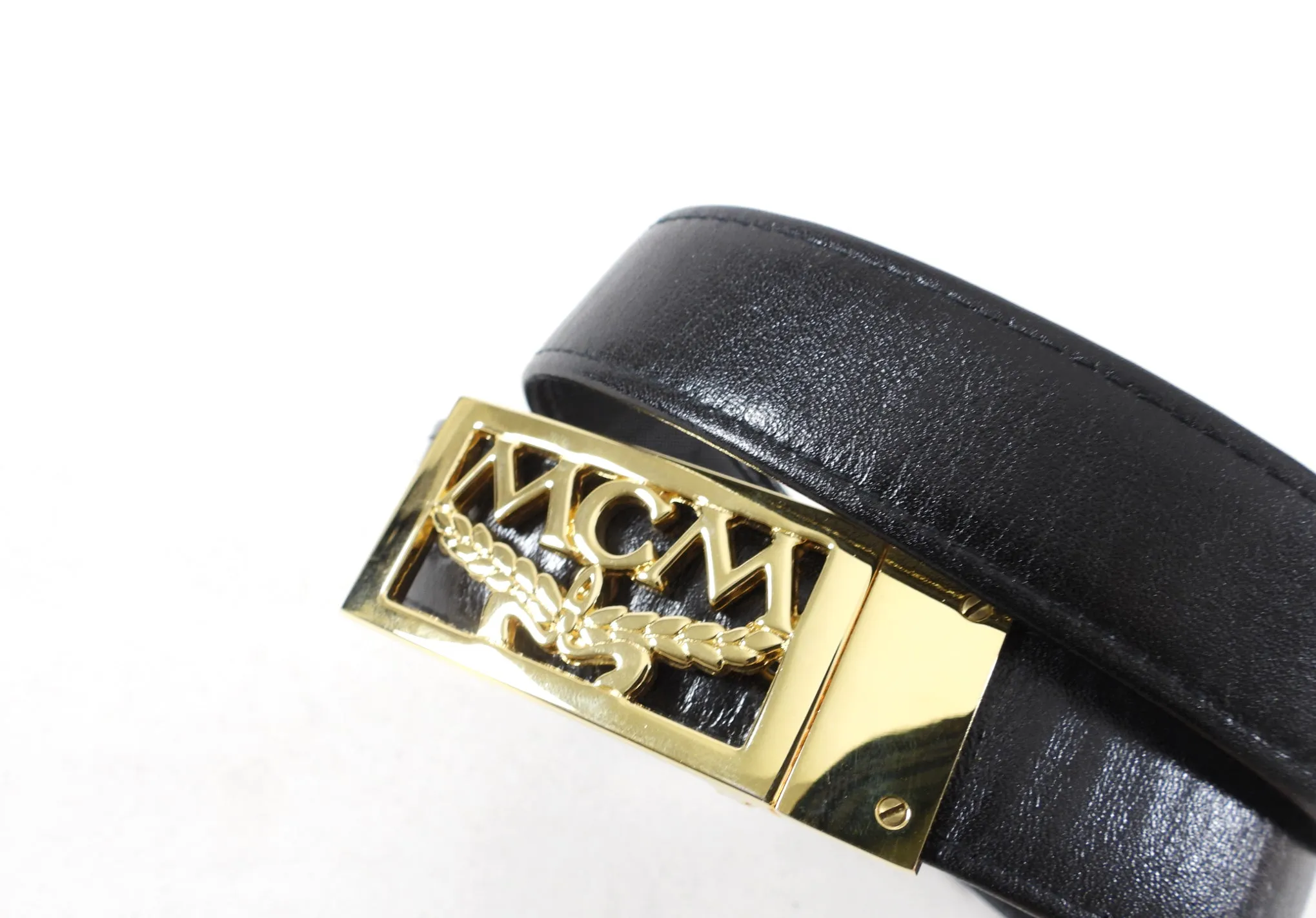 MCM Vintage Black Logo Belt - 80 / 32