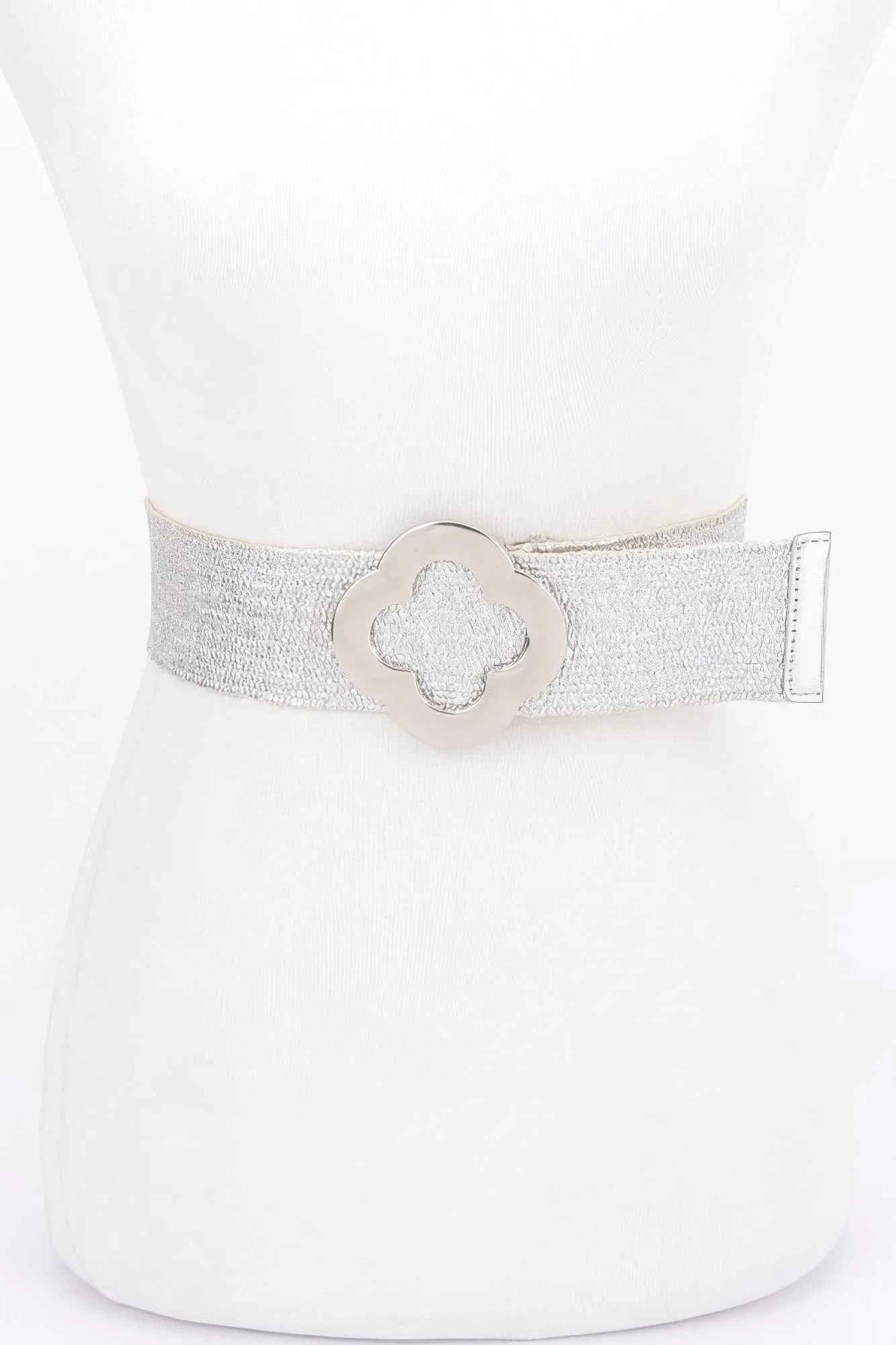 Metal Buckle Metallic Stretch Belt