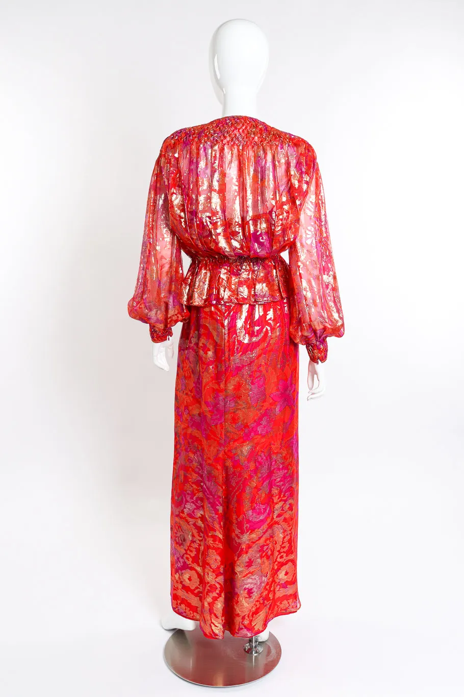 Metallic Floral Top and Dress Set