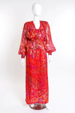 Metallic Floral Top and Dress Set