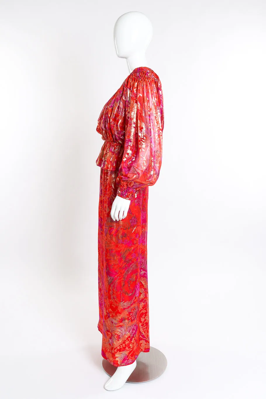 Metallic Floral Top and Dress Set