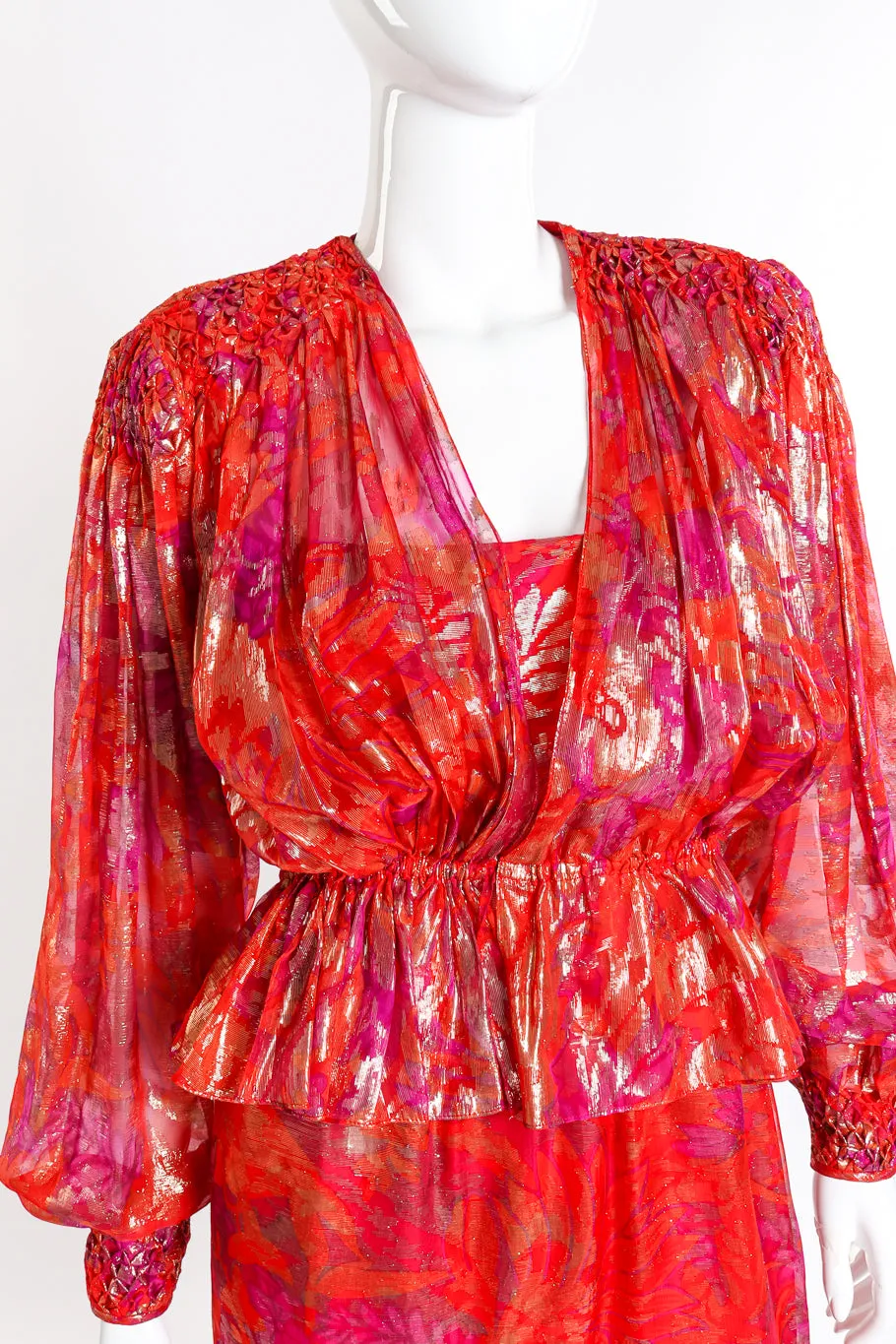Metallic Floral Top and Dress Set