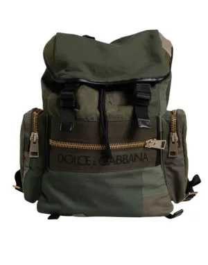 Military Green Patchwork School Backpack Bag