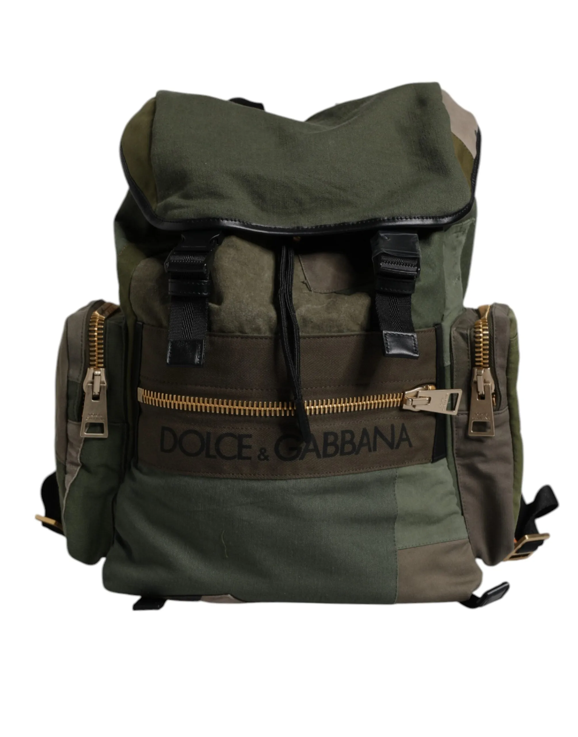Military Green Patchwork School Backpack Bag