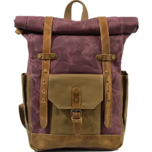 Military Roll-top Canvas Backpack For School Outdoor
