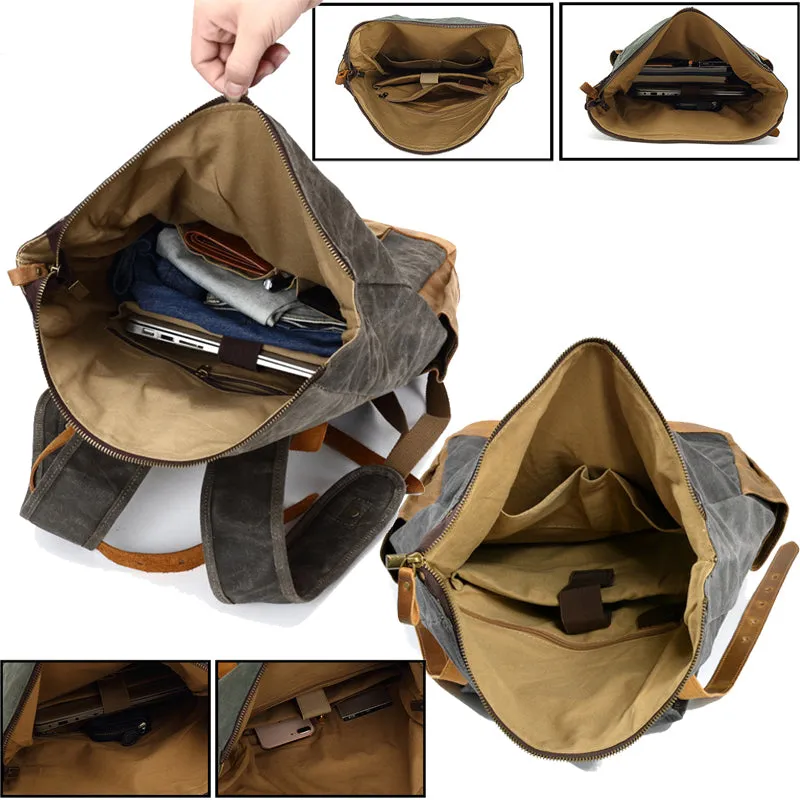 Military Roll-top Canvas Backpack For School Outdoor