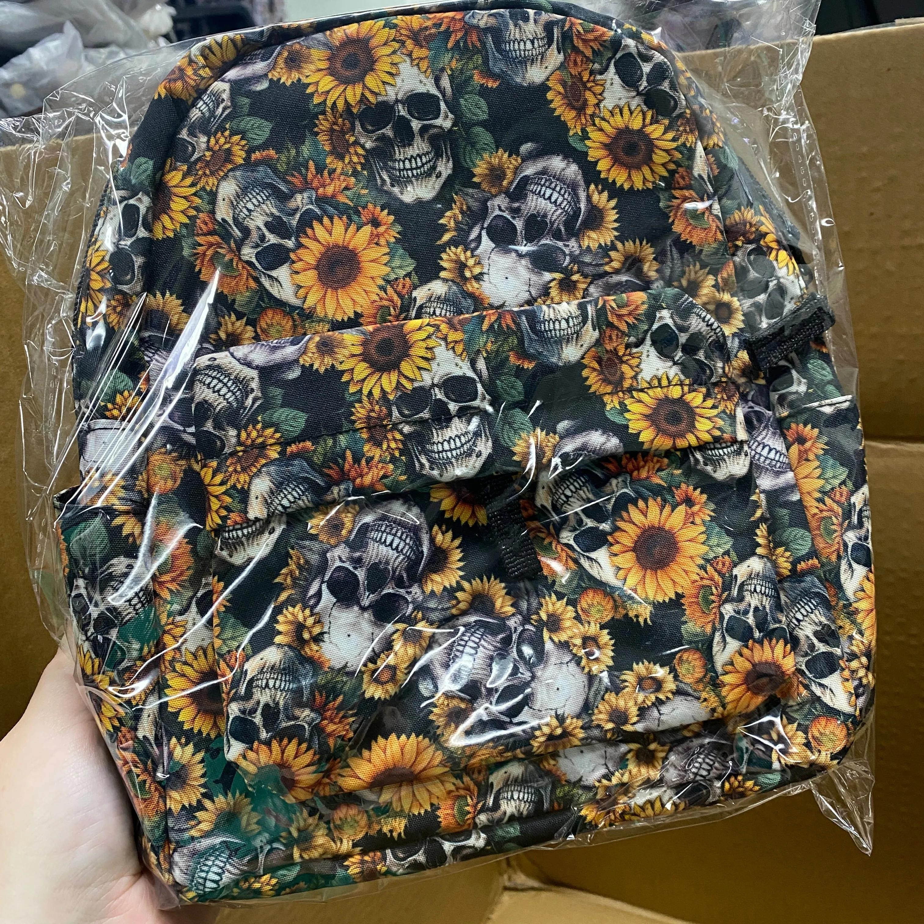 Mini Backpack - Skull Sunflower
