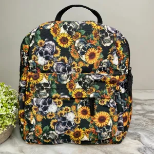 Mini Backpack - Skull Sunflower