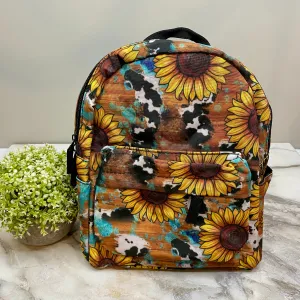 Mini Backpack - Sunflower Cow Wood