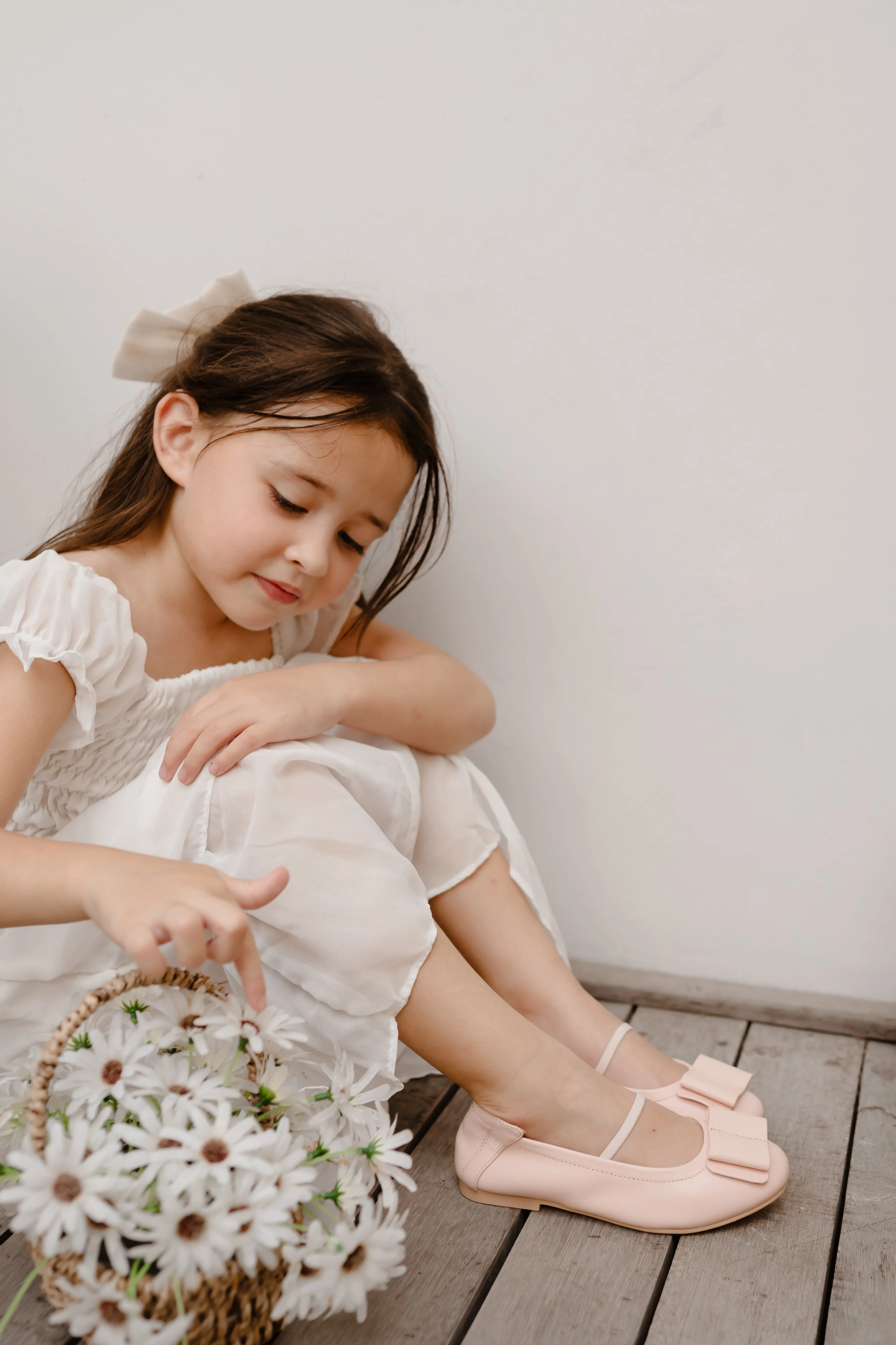Mini Blair Ballerina Leather Flats - Bubblegum (Kids)