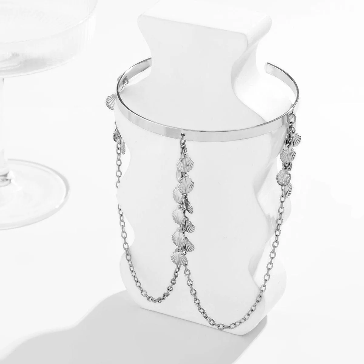 Minimalist Layered Scallop Shell Arm Cuff