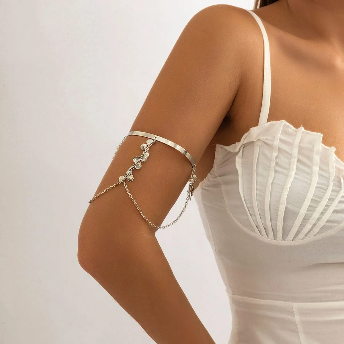 Minimalist Layered Scallop Shell Arm Cuff
