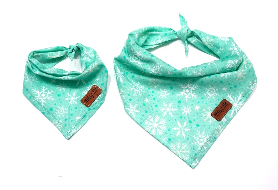 Mint Festive Snowflakes - Pet Bandana