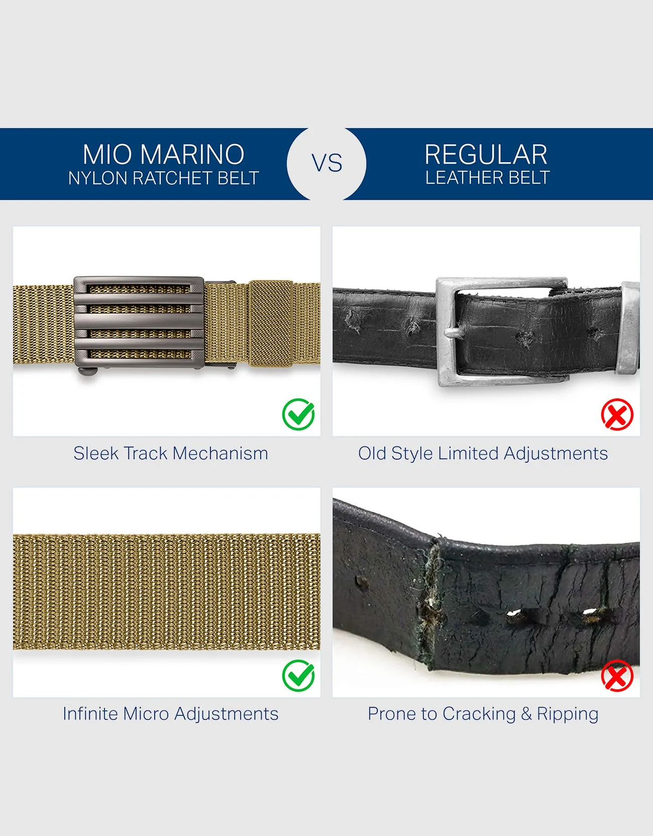 Mio Marino Mens Adjustable Tactical Ratchet Golf Belt