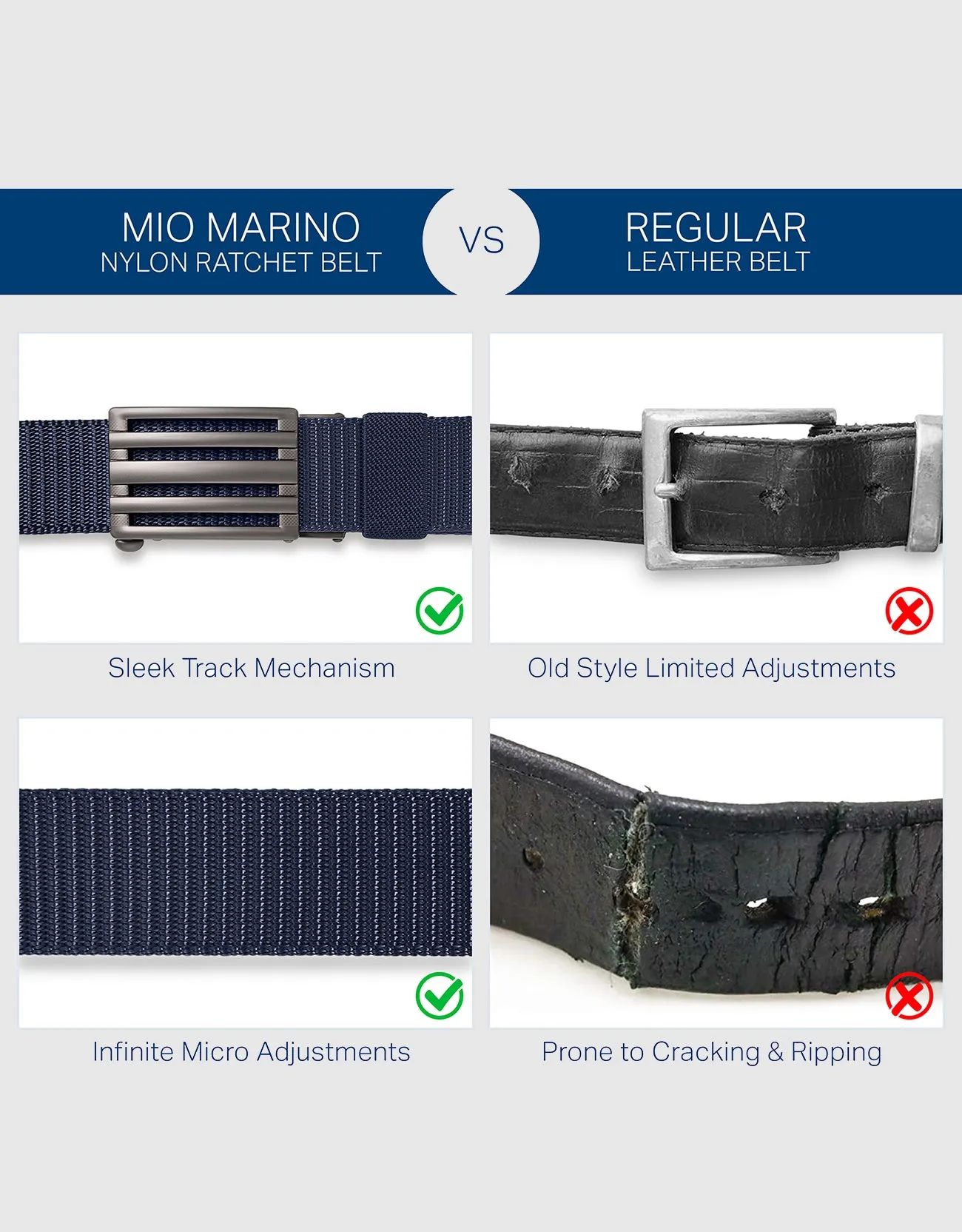 Mio Marino Mens Adjustable Tactical Ratchet Golf Belt