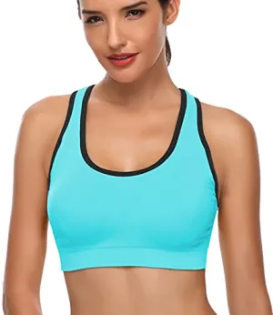 MIRITY Women Racerback Sports Bras - High Impact Workout Gym Activewear Bra Color Blue Size 3XL