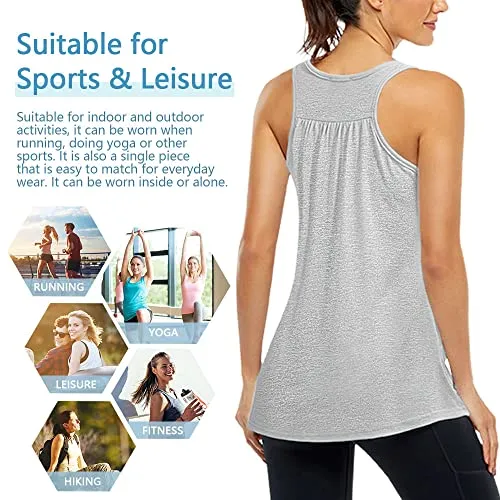 Miusey Yoga Tops, Womens Mesh Workout Tanks Sleeveless Tunic Crew Neck Loose Fit Pattern Print Racerback Activewear Summer Casual Climbing Athletic Shirt Sport Clothes Camo Red M