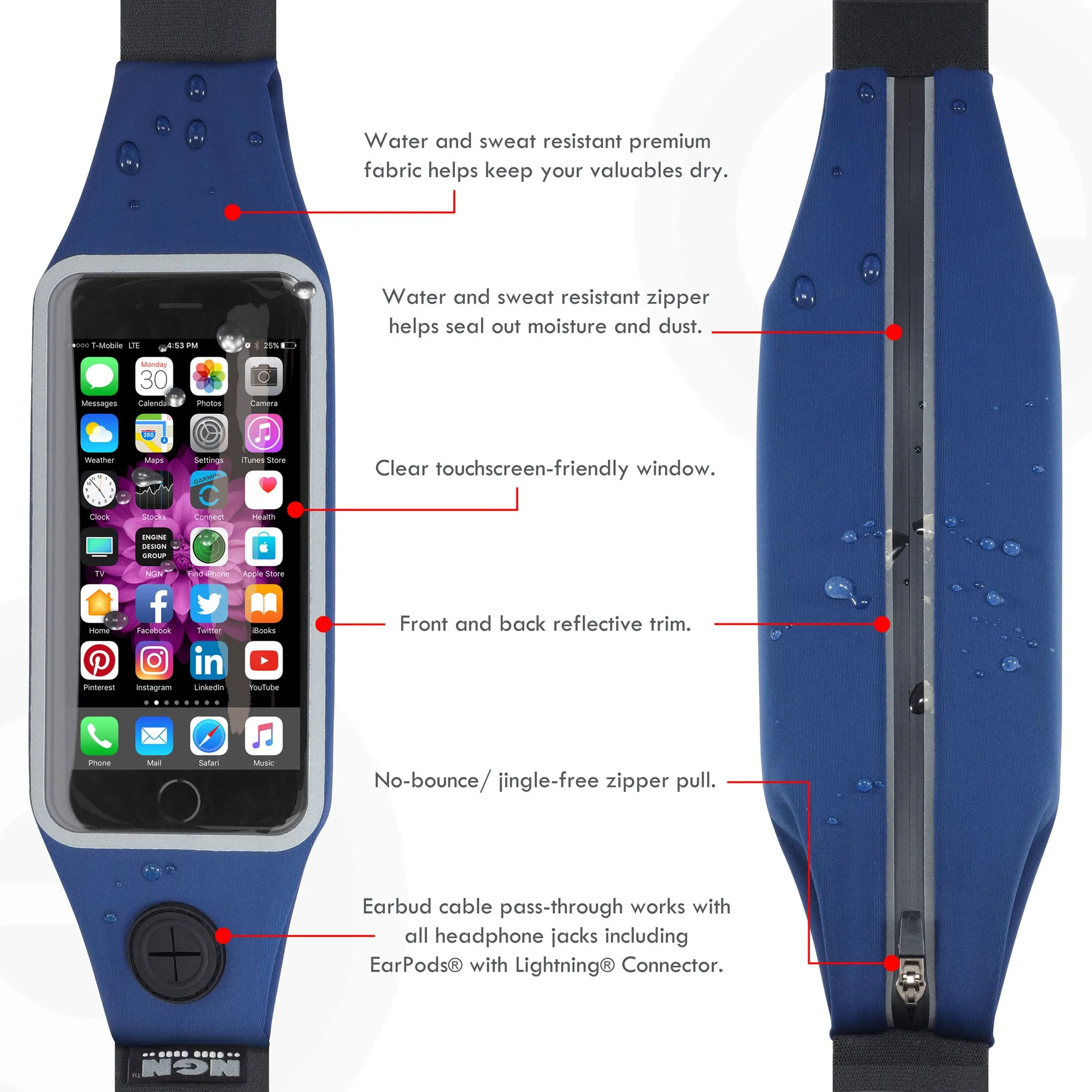 Mo-Fit® Waist Pack / Running Belt for iPhone, Android and most Smartphones | Hot Pink
